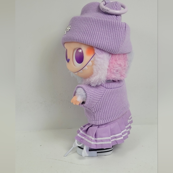 Labubu Barbie Purple Knit Top, Beanie, Skirt and Shoes Rhinestones  No Doll - Picture 9 of 15